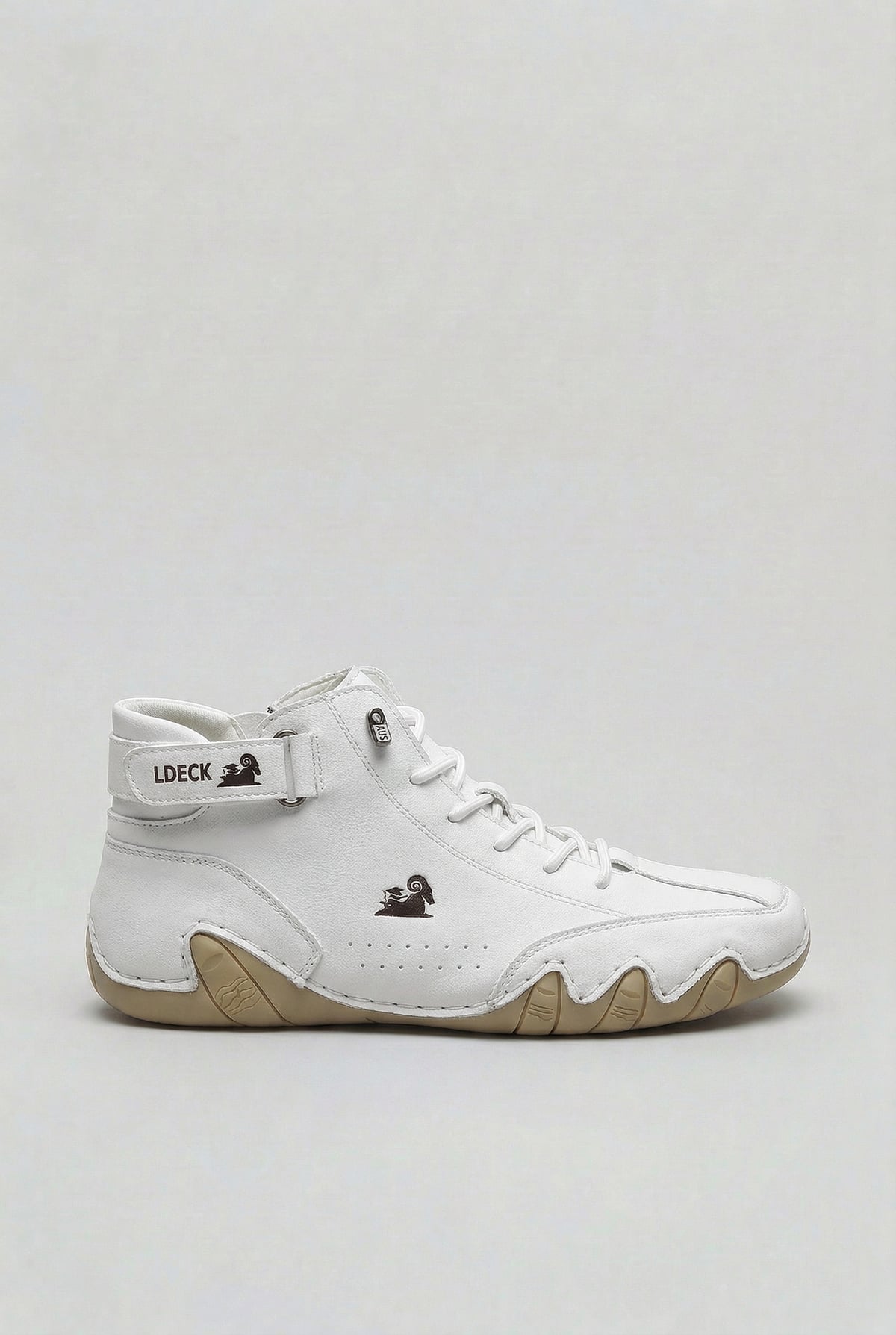 men's lace-up high top sneaker boots in white