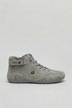 men's lace-up high top sneaker boots in light gray