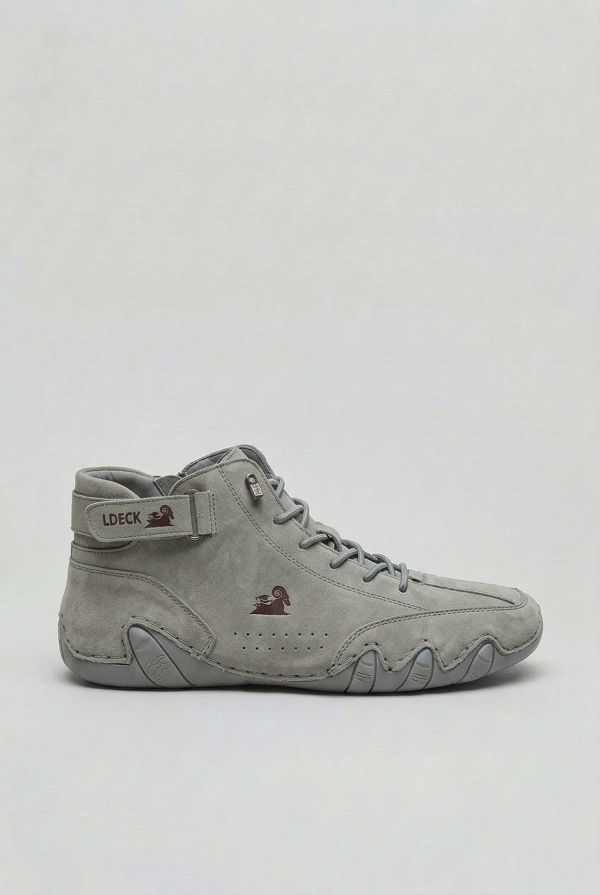 men's lace-up high top sneaker boots in light gray