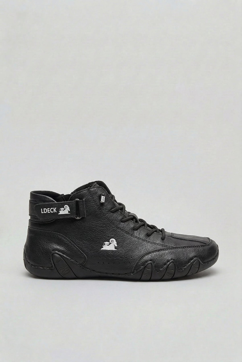 men's lace-up high top sneaker boots in black