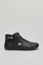 men's lace-up high top sneaker boots in black