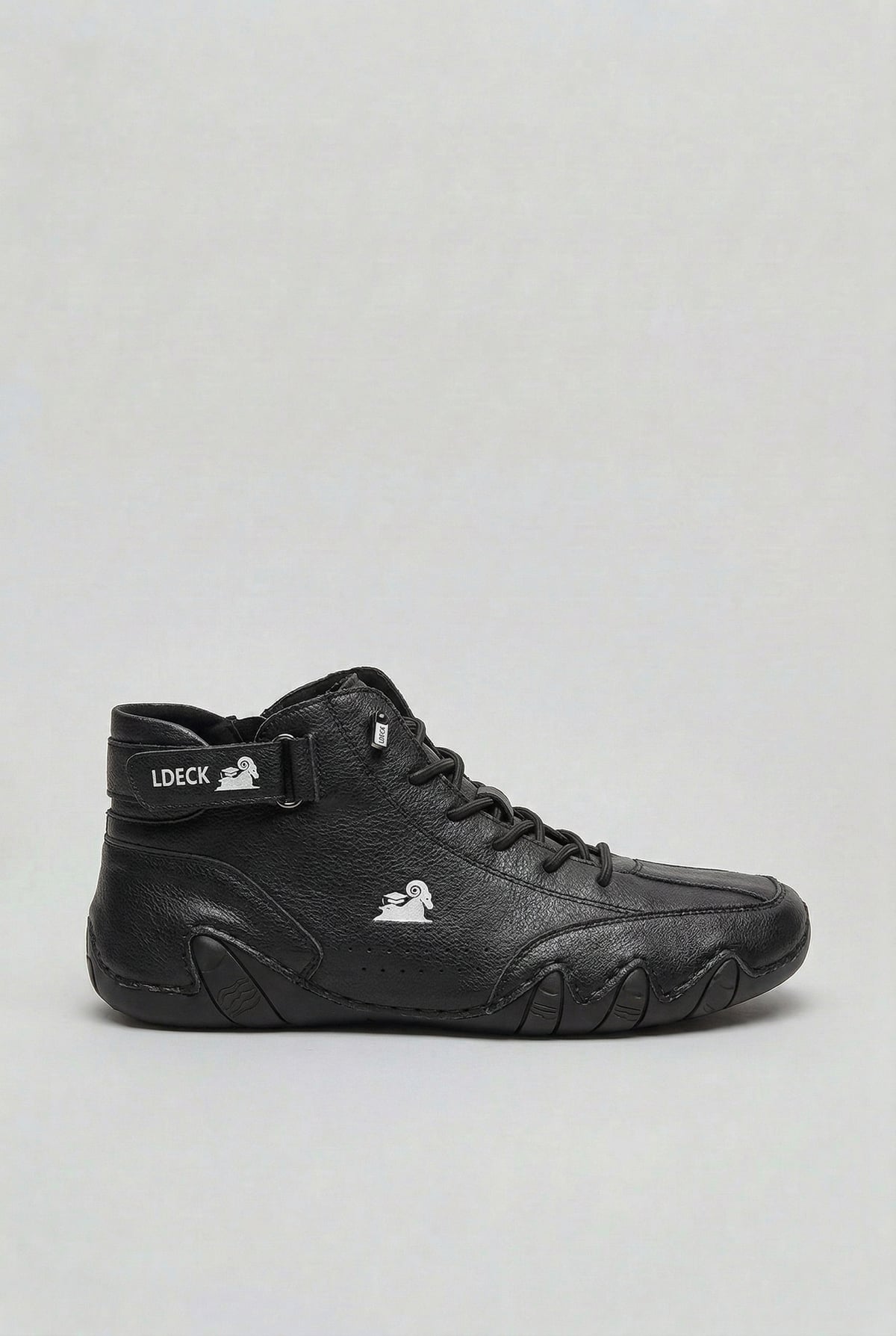 men's lace-up high top sneaker boots in black