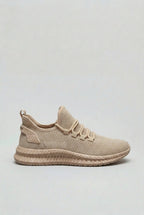 men's lace-up knit trainers in sand