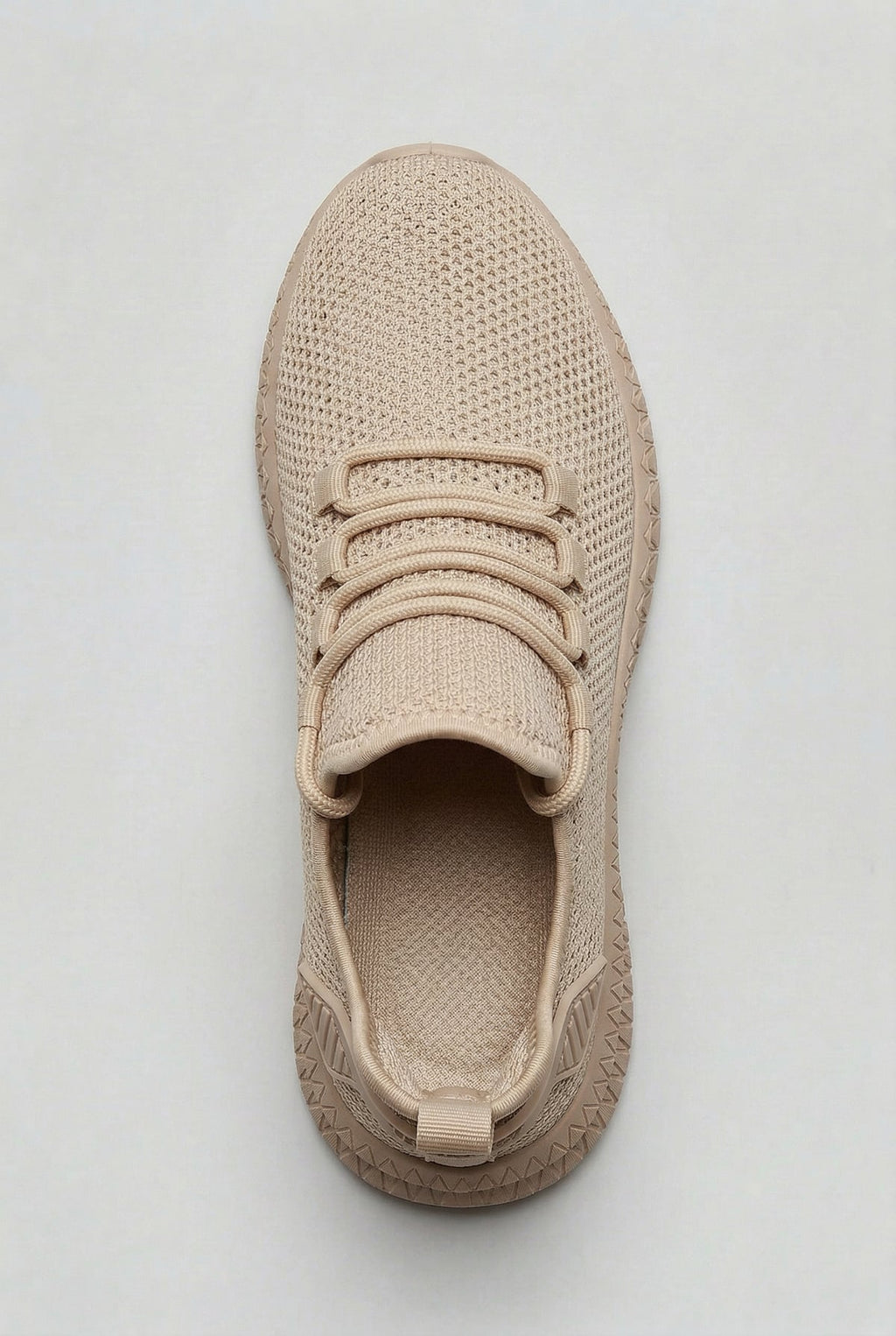 men's lace-up knit trainers in sand