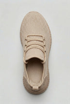 men's lace-up knit trainers in sand