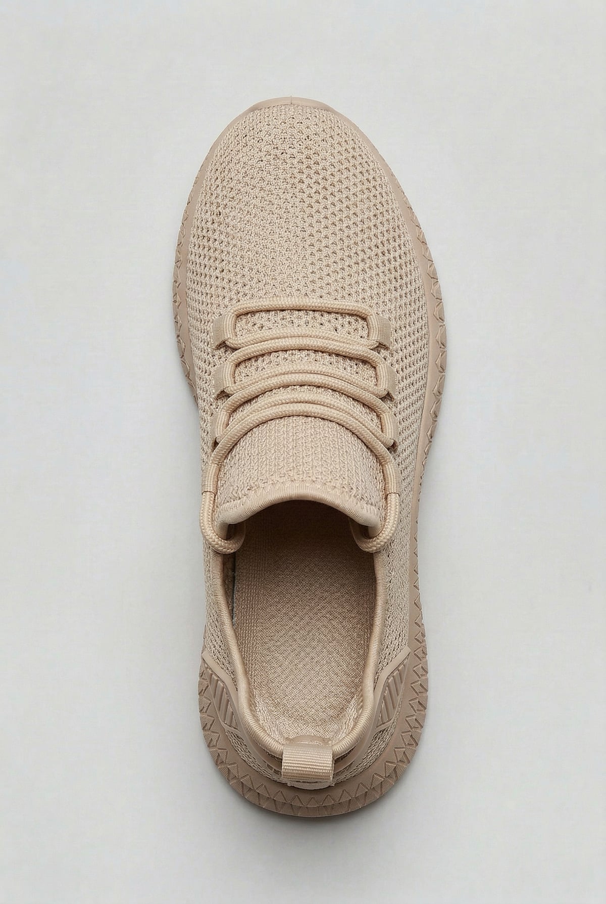 men's lace-up knit trainers in sand