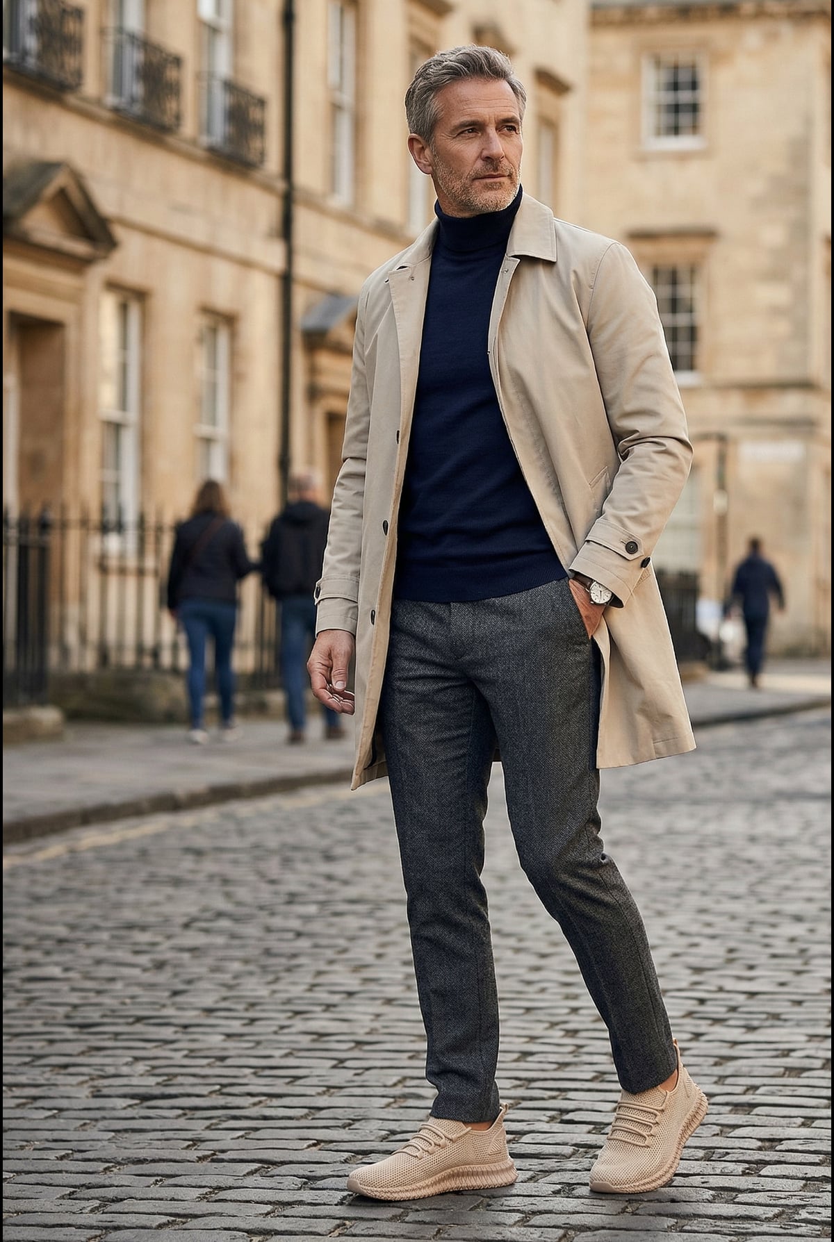 men's lace-up knit trainers in sand