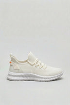 men's lace-up knit trainers in white