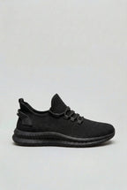 men's lace-up knit trainers in black