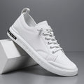 men's lace-up low top sneakers in white