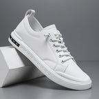 men's lace-up low top sneakers in white