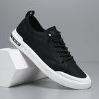 men's lace-up low top sneakers in black