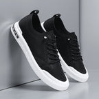 men's lace-up low top sneakers in black