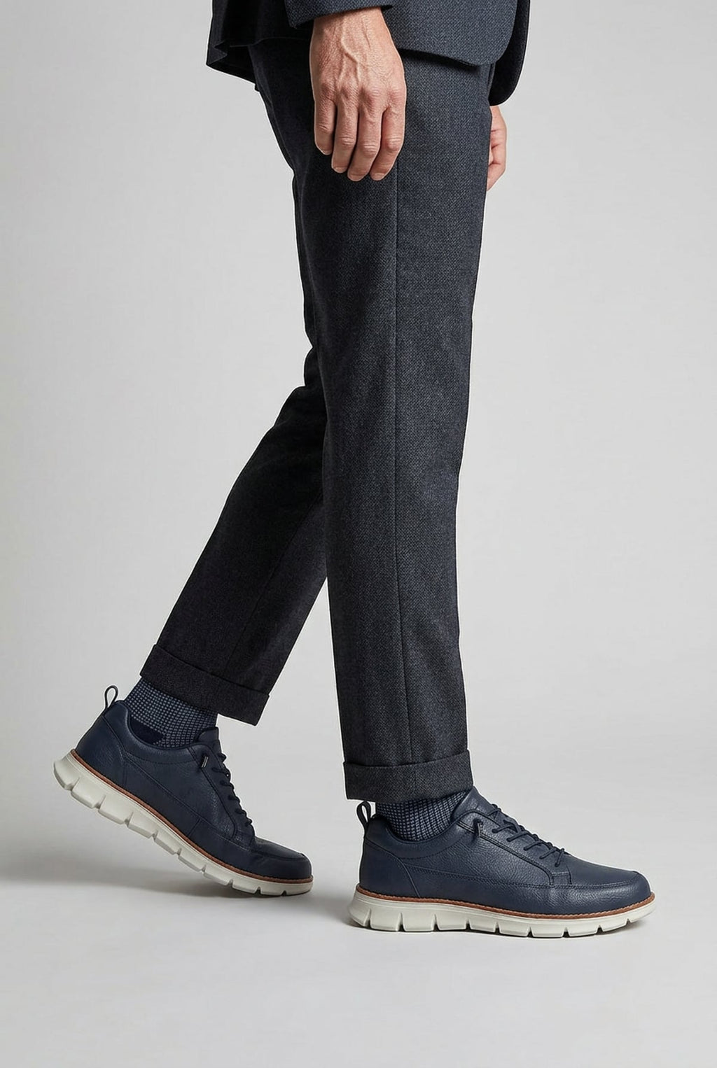 men's lace-up smart casual trainers in navy