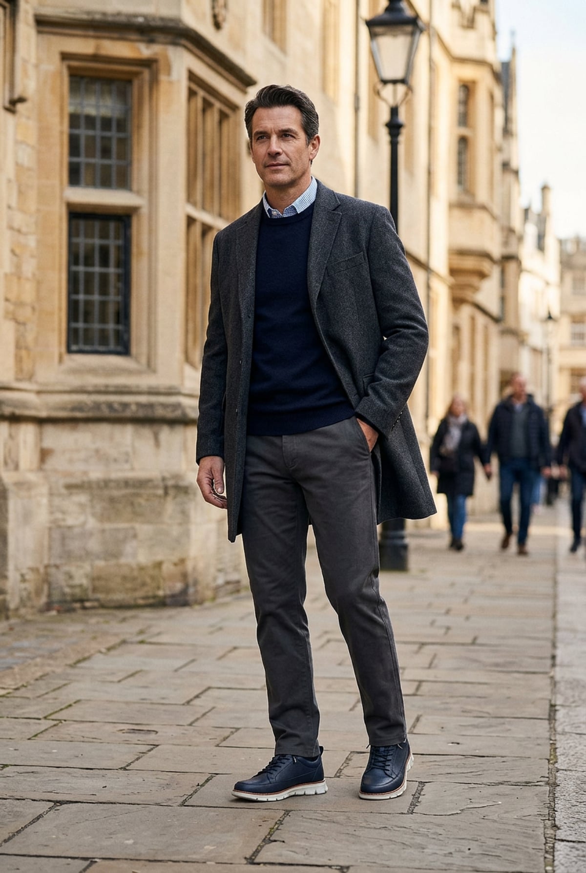 men's lace-up smart casual trainers in navy