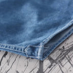men's long sleeve button-up denim shirt in deep blue
