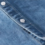 men's long sleeve button-up denim shirt in deep blue