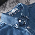 men's long sleeve button-up denim shirt in deep blue