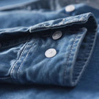 men's long sleeve button-up denim shirt in deep blue