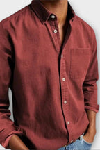 men's long sleeve button-up shirt in red