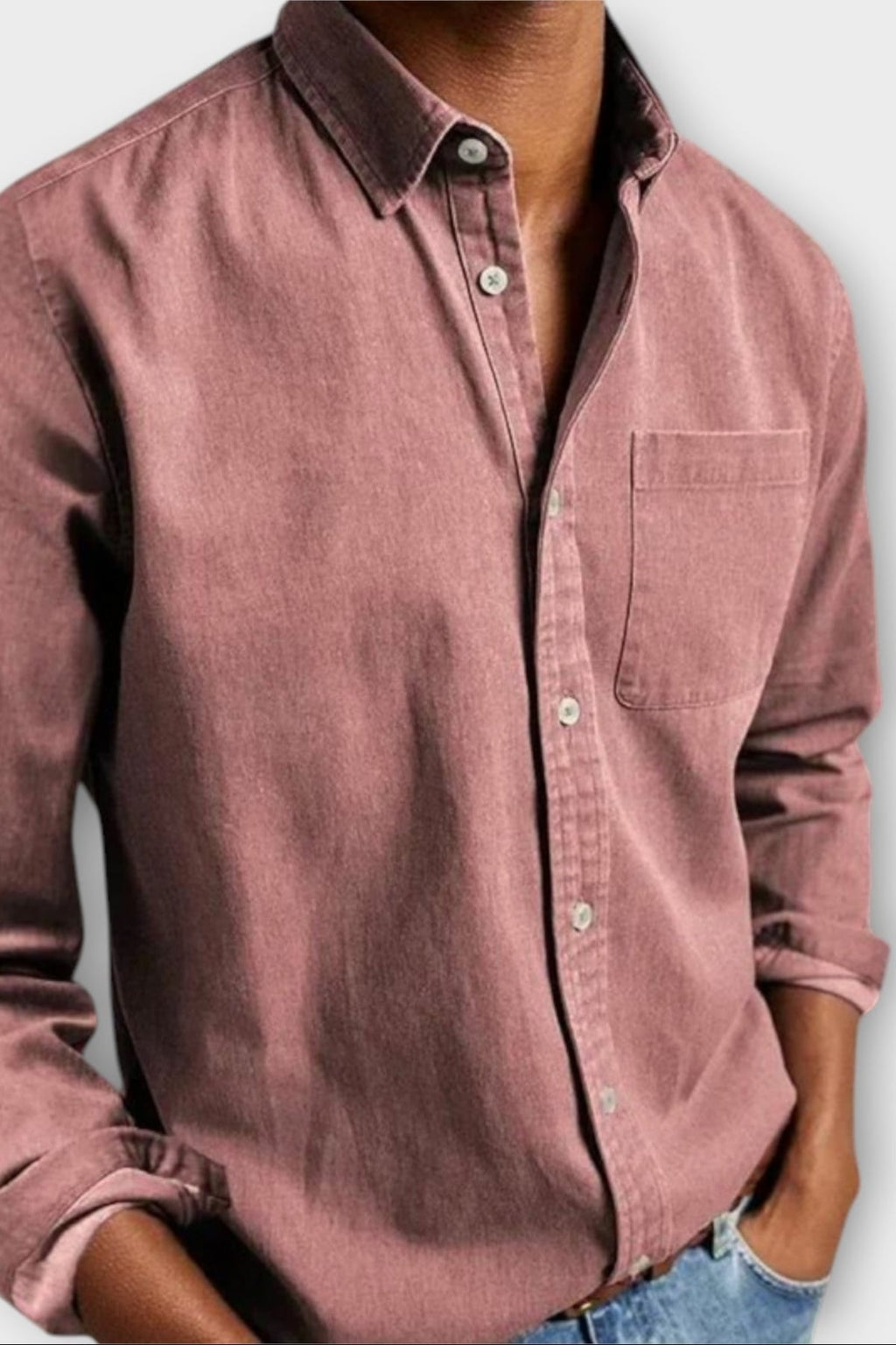 men's long sleeve button-up shirt in pink