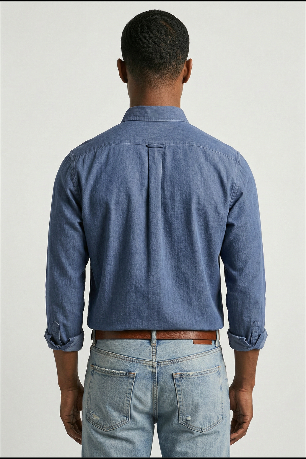 men's long sleeve button-up shirt in blue