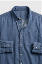 men's long sleeve button-up shirt in blue