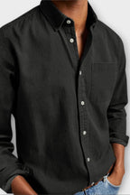 men's long sleeve button-up shirt in black