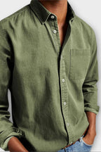 men's long sleeve button-up shirt in green