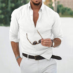 men's long sleeve casual formal shirt in white