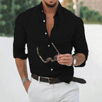 men's long sleeve casual formal shirt in black