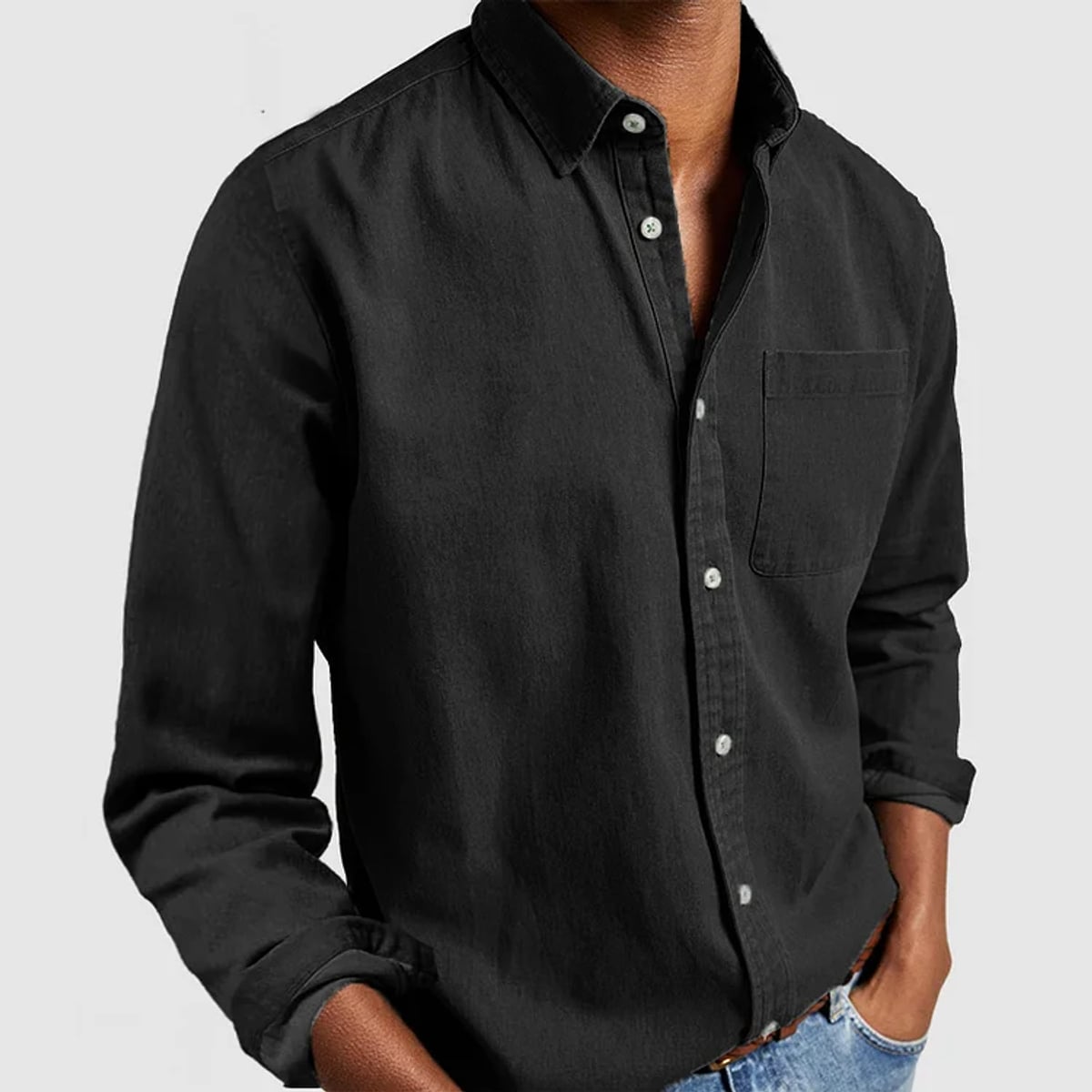 men's long sleeve casual shirt in black
