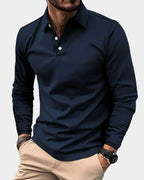men's long sleeve polo shirt in blue