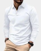 men's long sleeve polo shirt in white