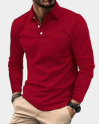 men's long sleeve polo shirt in red