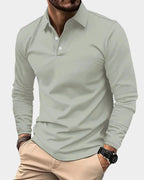 men's long sleeve polo shirt in gray