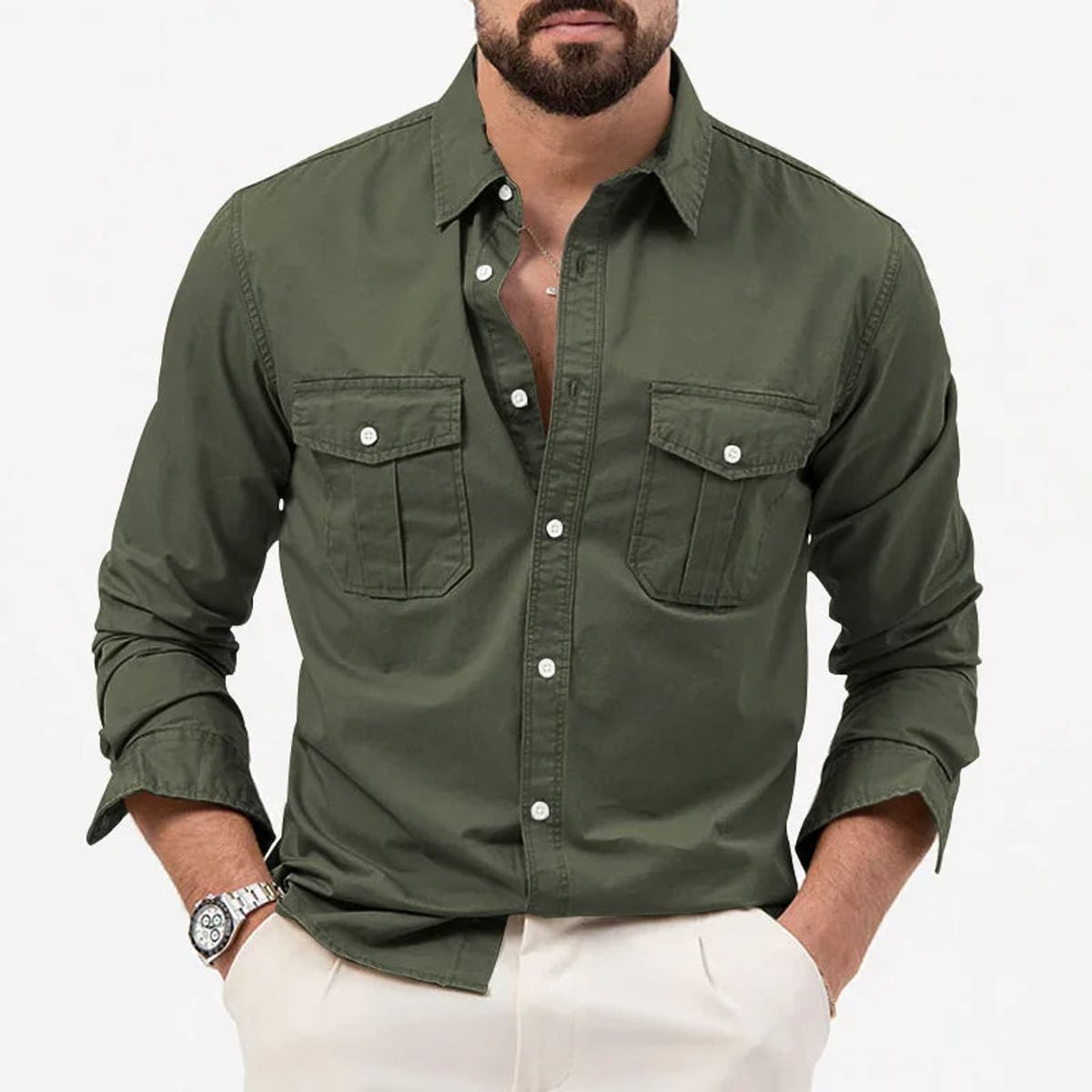men's long sleeve utility polo shirt