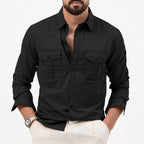 men's long sleeve utility polo shirt in black