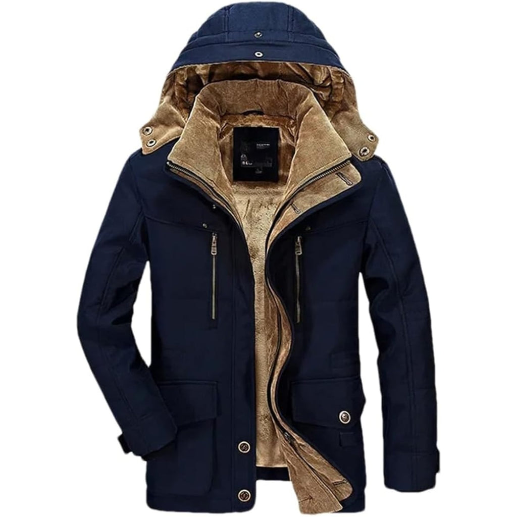 men's long windproof overcoat in blue