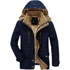 men's long windproof overcoat in blue