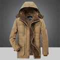men's long windproof overcoat in khaki
