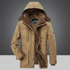 men's long windproof overcoat in khaki