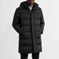 men's longline hooded puffer jacket black