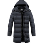men's longline hooded puffer jacket