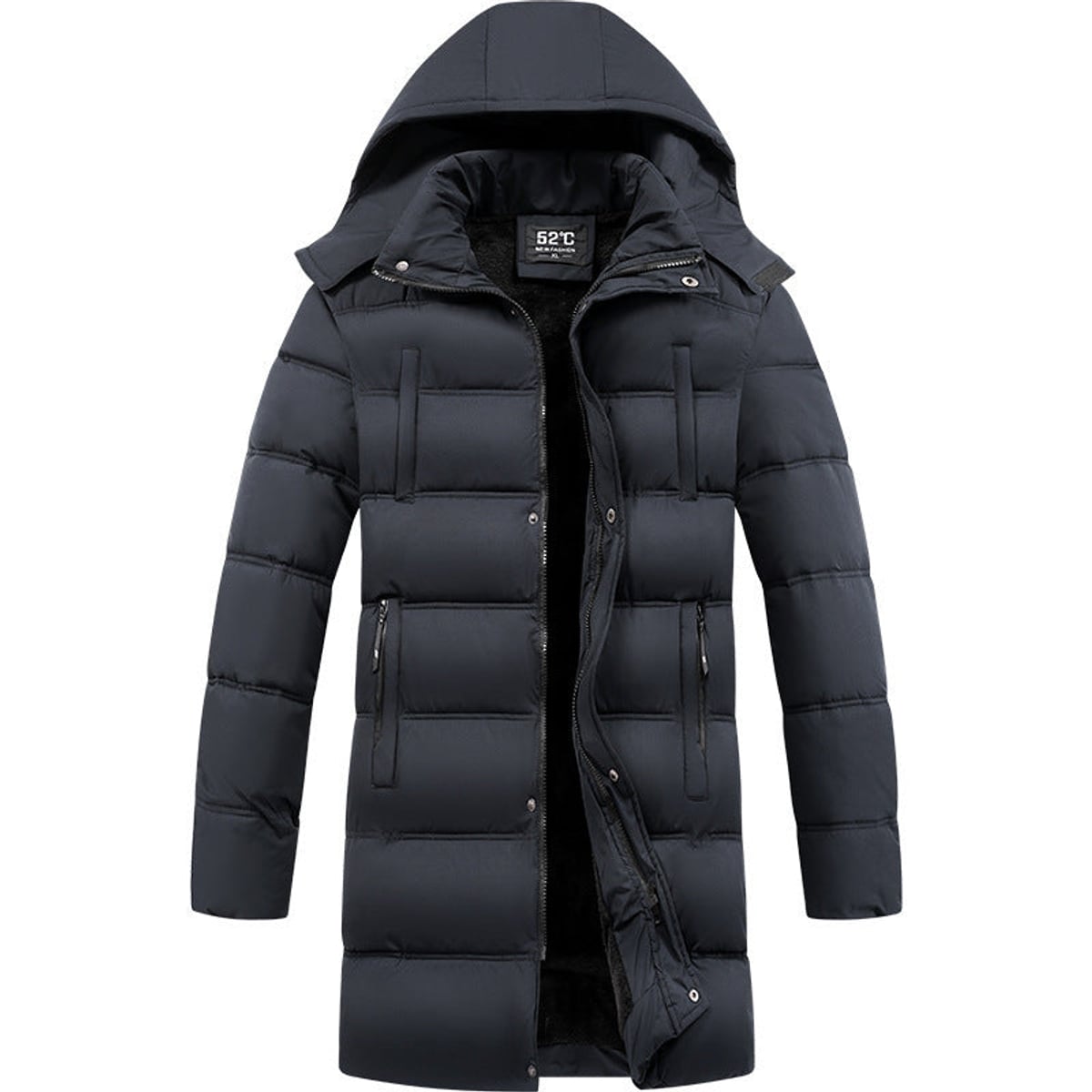 men's longline hooded puffer jacket