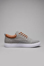men's low top lace-up trainers in gray