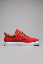 men's low top lace-up trainers in red