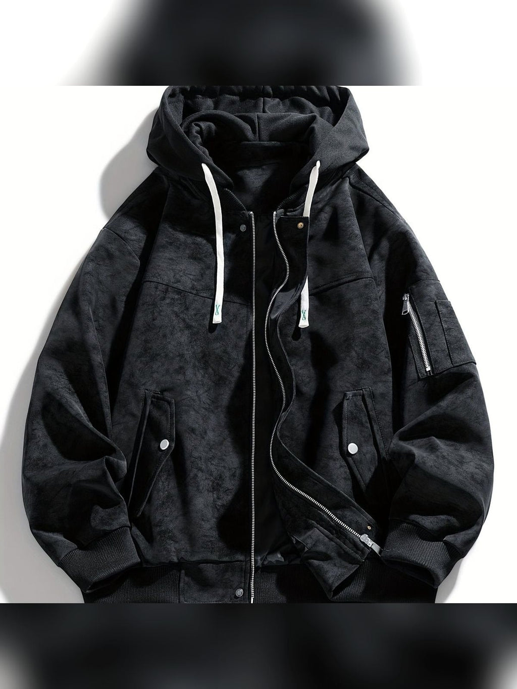 men's oversized hooded utility jacket in black