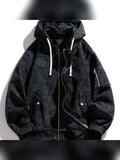 men's oversized hooded utility jacket in black