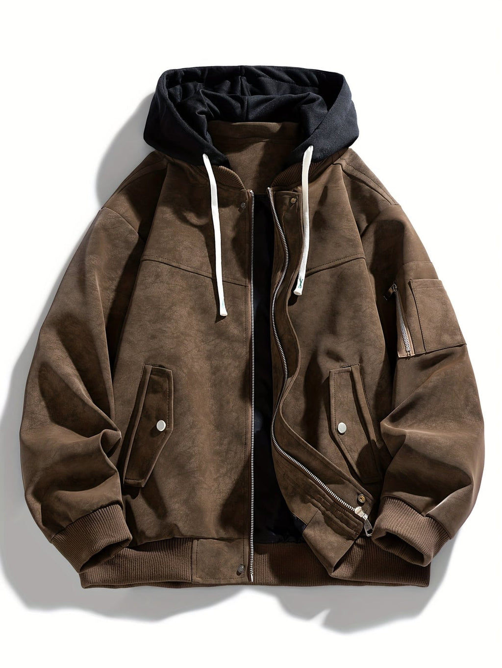 men's oversized hooded utility jacket in coffee